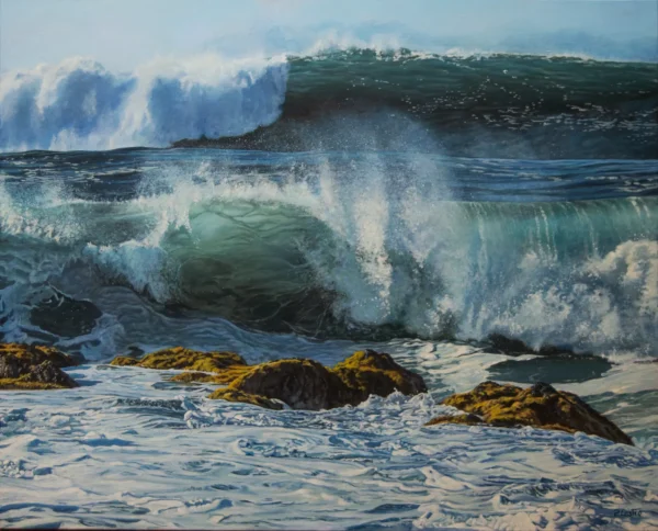 El desafío de las Olas - Acrílico sobre lienzo - 92x73cm. Obra de Pedro Castro.