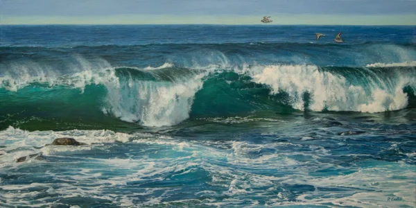 Aladas del mar -Acrílico sobre lienzo - 120x60cm. El Arte de Pedro Castro Piñeiroa.